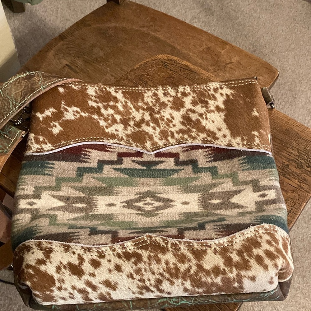Merrick’s Custom Leather Pendleton/HOH/Leather Teeter Crossbody Bag Like New!